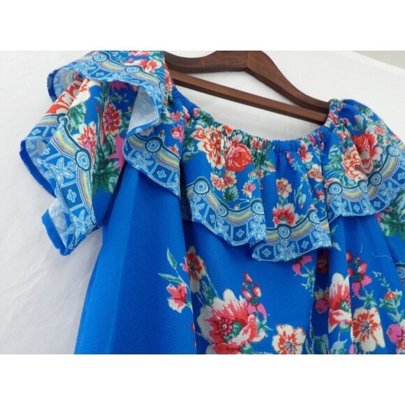 Jealous Tomato Ruffle Off‎ Shoulder Lined Floral Above the Knee Dress - Picture 4 of 11